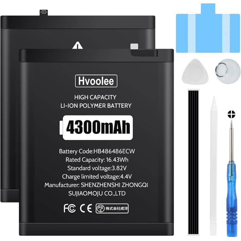 hvoolee Batterie Li-ION polymère 4300 mAh Compatible avec Huawei P30 Pro/Mate 20 Pro HB486486ECW, Haute capacité Li-ION Polymer - Image 1