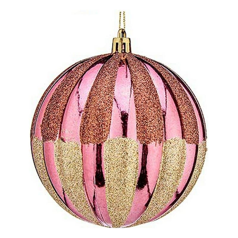 Boules de Noël Ø 10 cm 6 Unités Rose Doré Plastique - Image 1