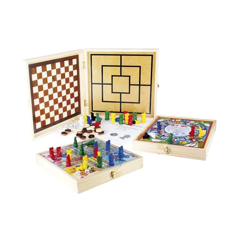 Jeujura Coffret Bois 100 Jeux de société traditionnels - Image 1