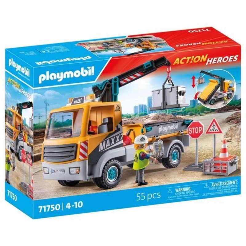 PLAYMOBIL 71750 Camion grue, ouvrier & accessoires - Image 1