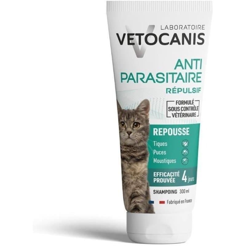 Shampoing anti-puces - VETOCANIS - Répulsif Chat 300ml - Image 1