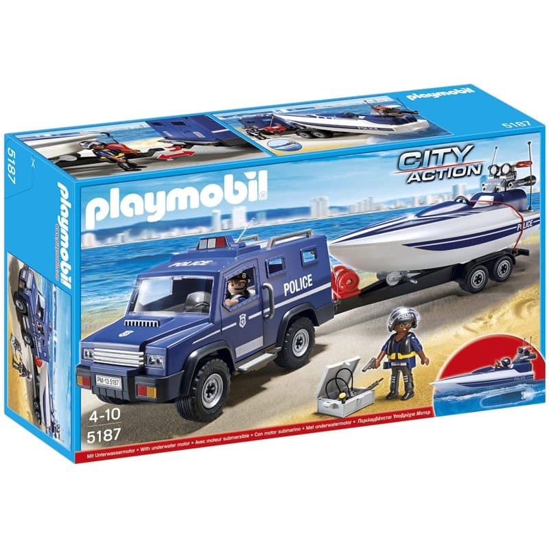 Playmobil - 5187 - Figurine - Fourgon Et Vedette De Police - Image 1