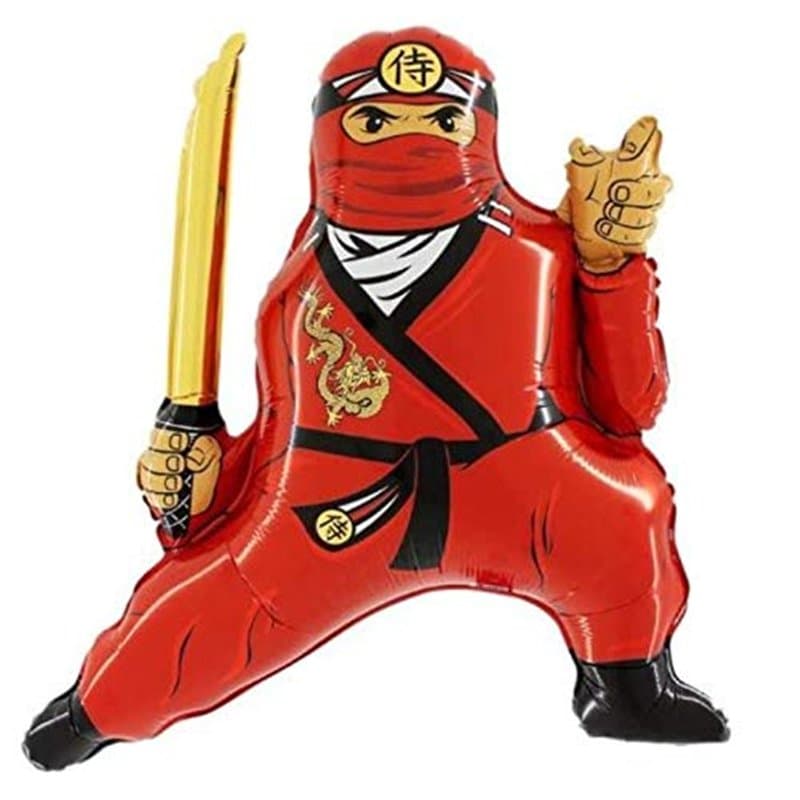 Grabo Ballon gonflable Ninja rouge, environ 60 x 70 cm - Image 1