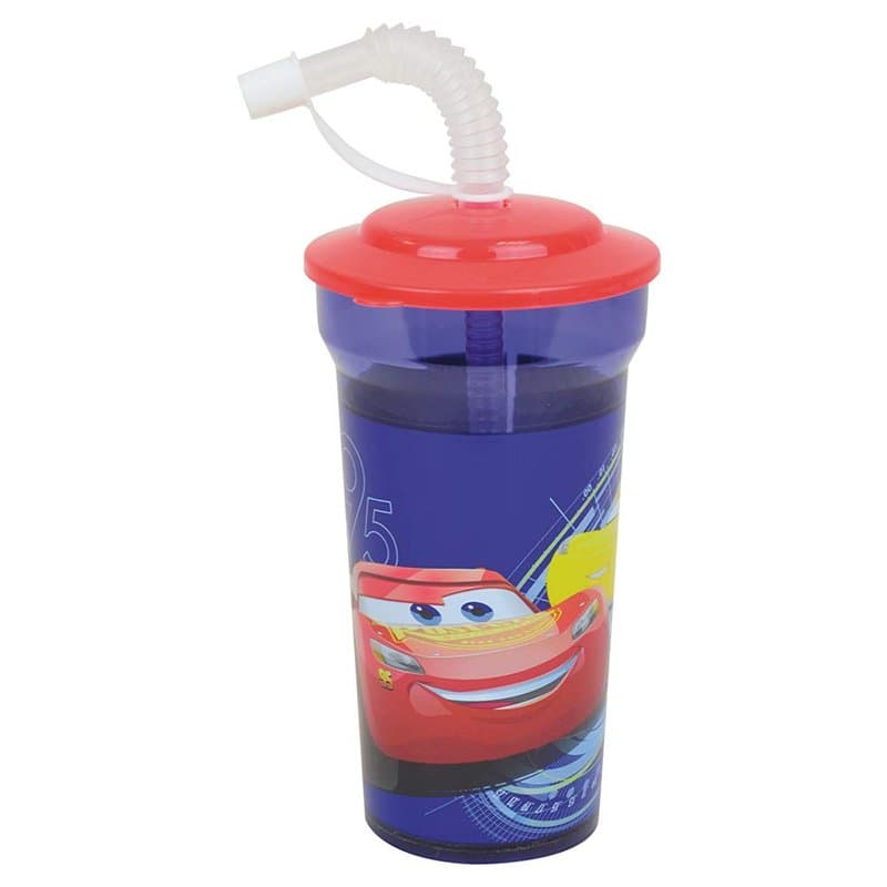 FUN HOUSE 005768 gobelet avec paille CARS, Clair - Image 1