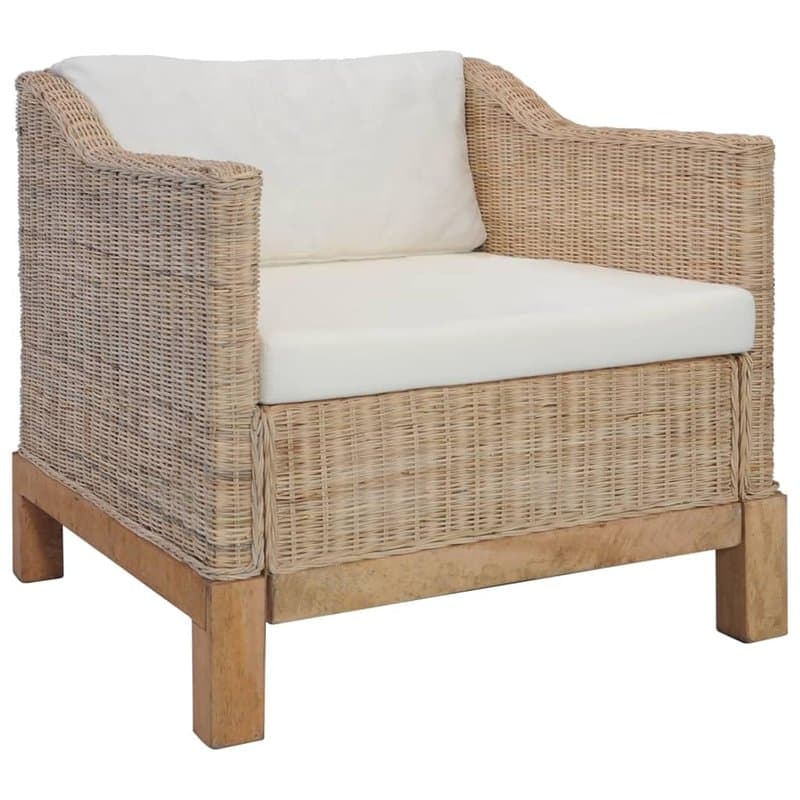 vidaXL Fauteuil avec Coussins en rotin Naturel - Image 1