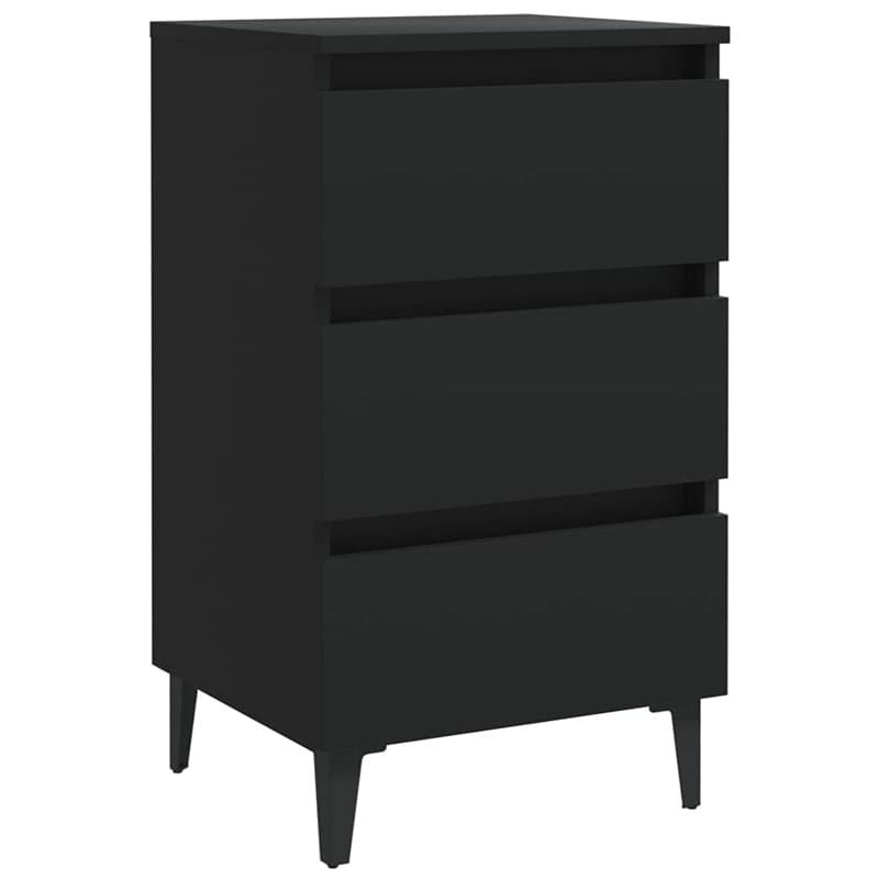 vidaXL Comodino con Gambe in Metallo Nero 40x35x69 cm - Image 1