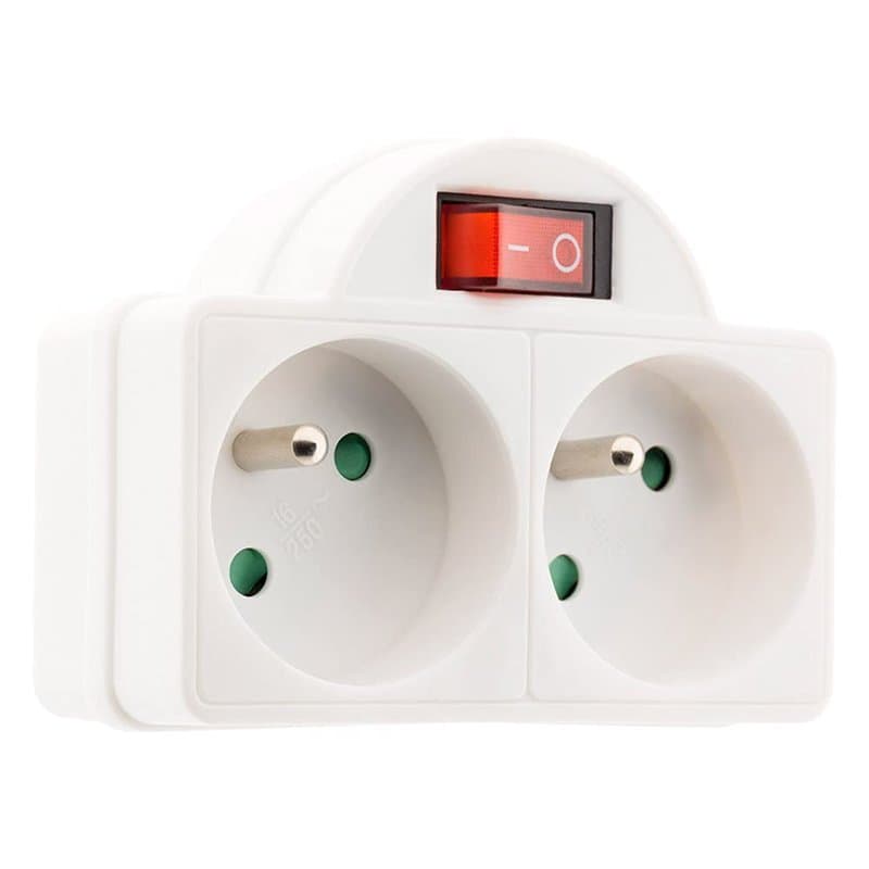 Biplite 16A 2P+T avec interrupteur façade Blanc - Image 1