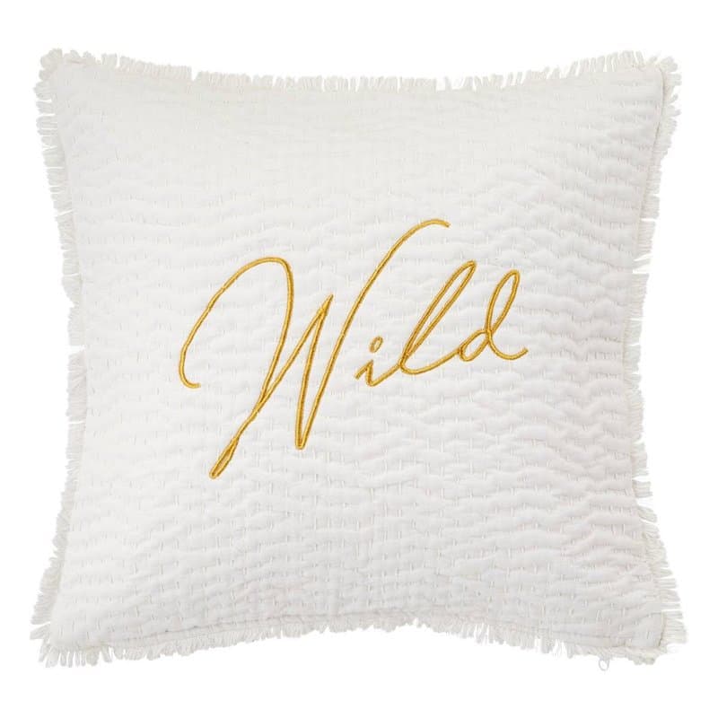 Atmosphera - Coussin brodé Wild Blanc 45x45cm - Image 1