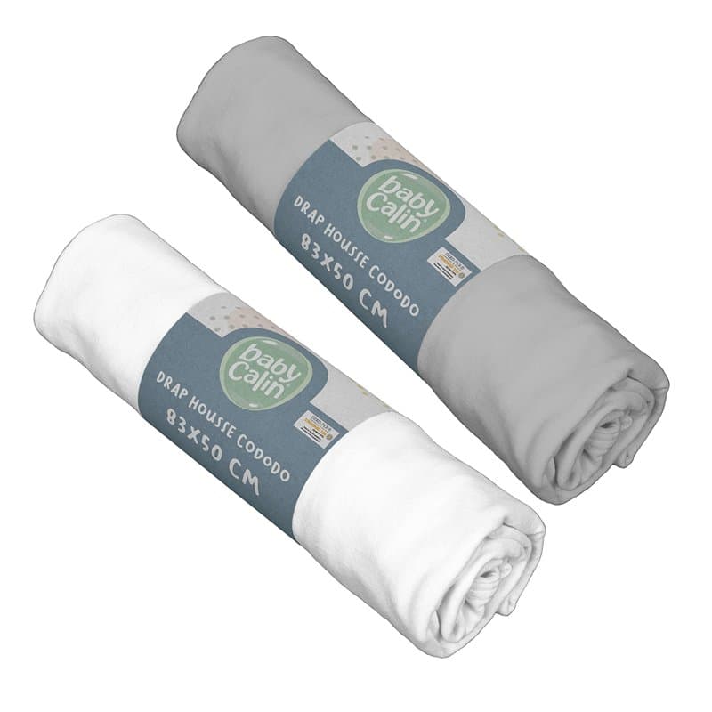 babyCalin Bio - Lot 2 Draps Housse Berceau Bio 83x50 cm - Image 1