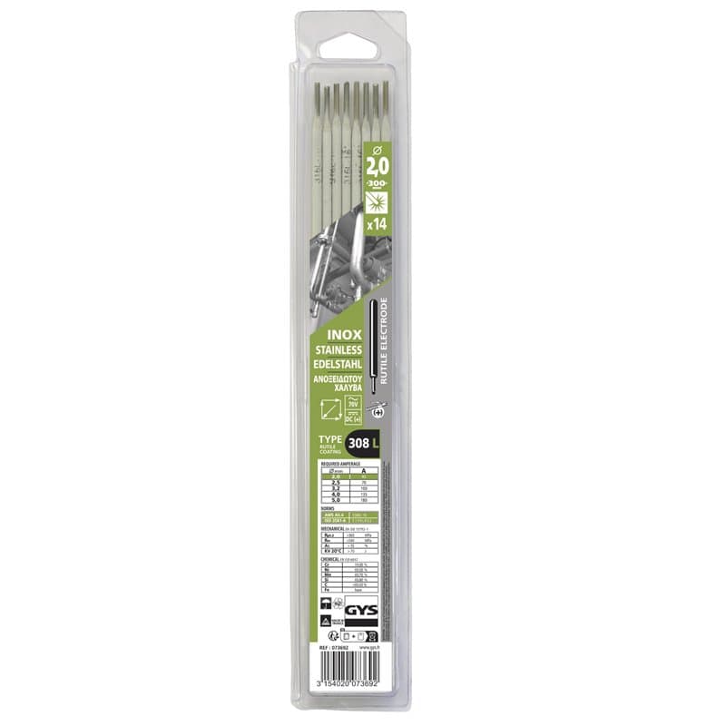 GYS - 14 Électrodes enrobées inox 308L Ø 2,0 mm - Blister - Image 1