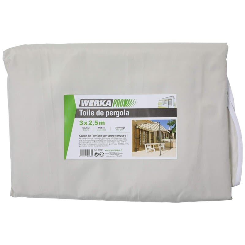 WERKA PRO Toile de pergola crème 3 x 2,5m 180g/m2 - Image 1