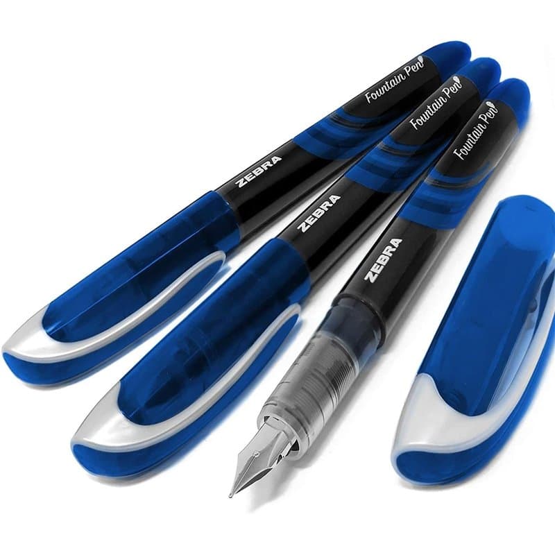 Stylos-plume jetable Zebra Fuente - Encre bleue - Lot de 3 - Image 1