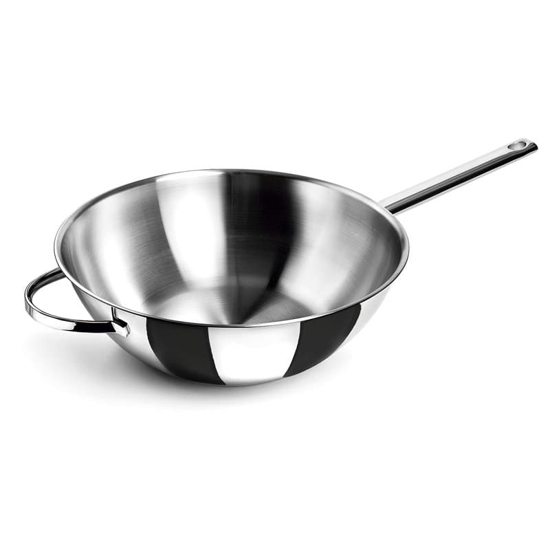 Lacor 79830 Wok Fond Plat Belly 30 cm, Argenté - Image 1