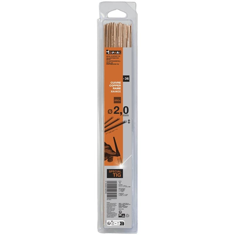 GYS - 36 Baguettes TIG cuivre ERCu (0,33 m) Ø 2,0 mm - Blister - Image 1