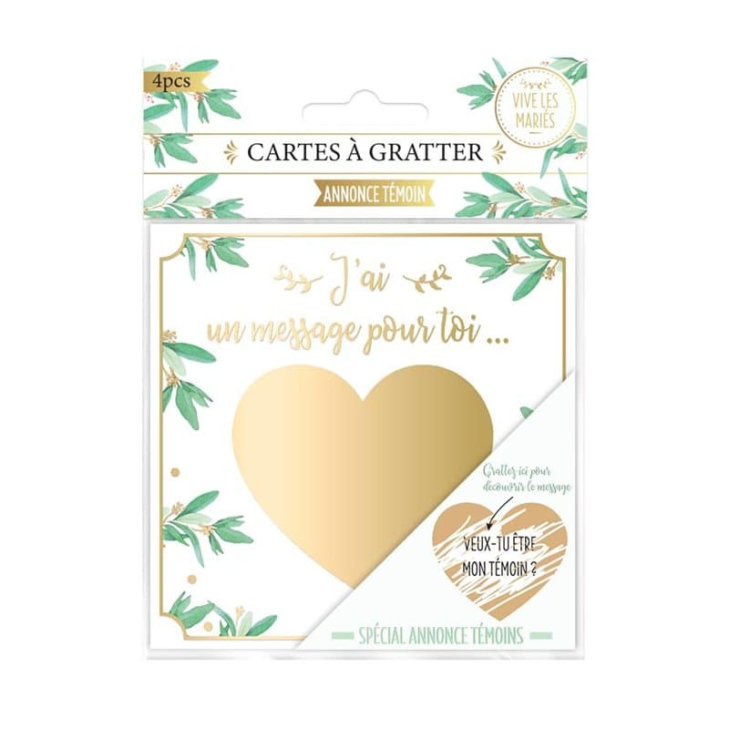 Pack de 4 Cartes à gratter Annonce Témoin de Mariage - Image 1