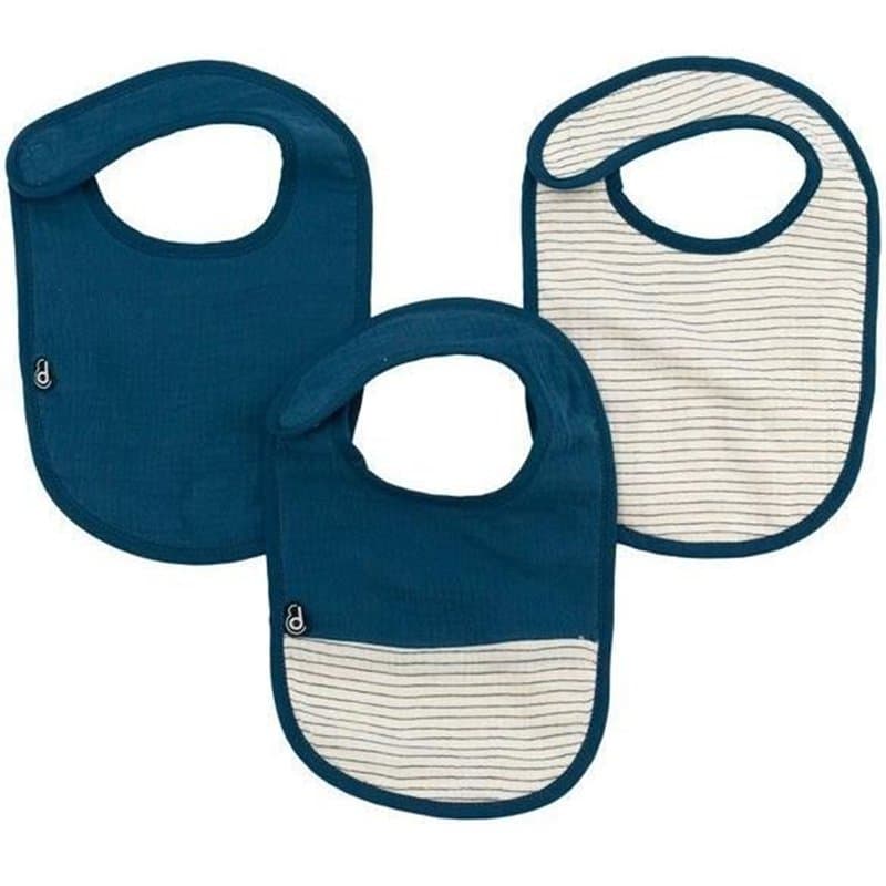 Lot x3 bavoirs - DOMIVA - 6-12 mois - Gaze de coton - Indigo - Image 1