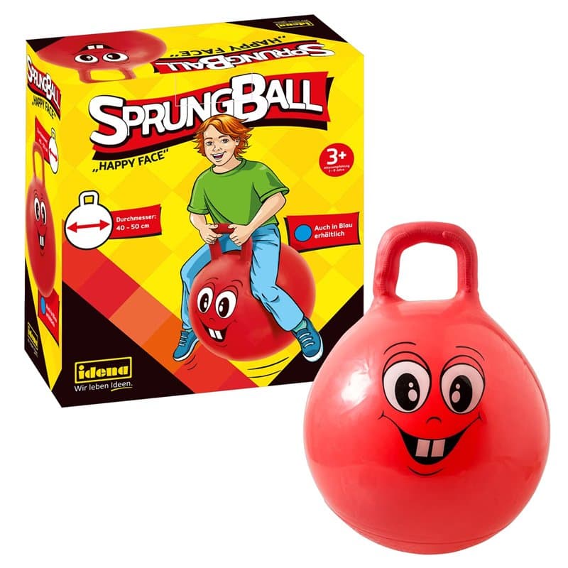 Idena 40093 – Saut Ballon Happy Face, 45–50 cm, Rouge - Image 1
