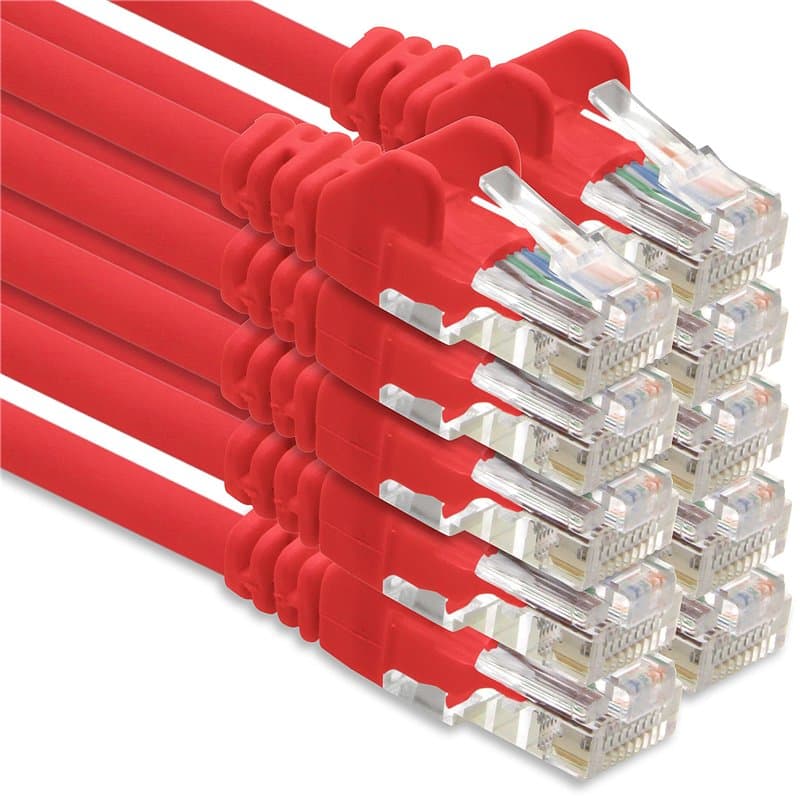 Câble réseau Câble CAT-6 RJ45 10x 0,25 m - Rouge - Image 1