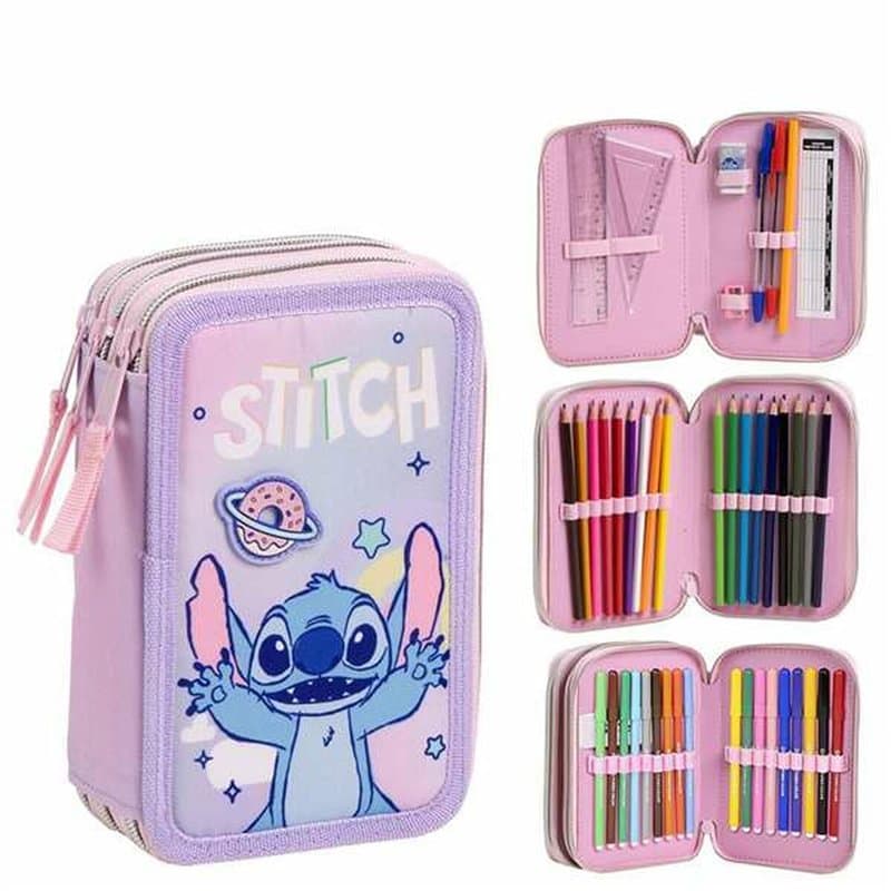 Pochette crayons Stitch Lila 12,5 x 6,5 x 19,5 cm - Image 1
