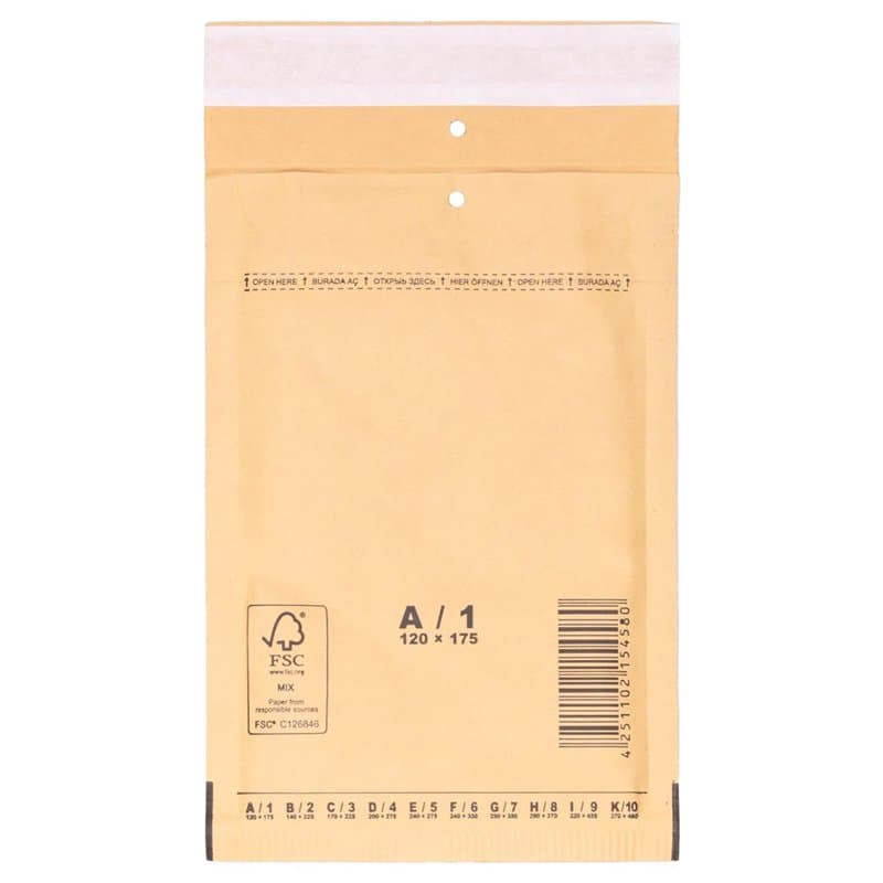1000 enveloppes bulles 12 x 17,5 cm format A6 brun - Image 1
