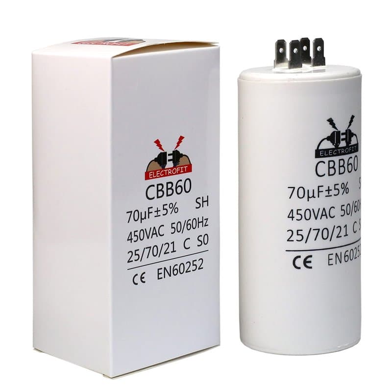 Electrofit Condensateur moteur 450V AC 70 uF CBB60 - Image 1