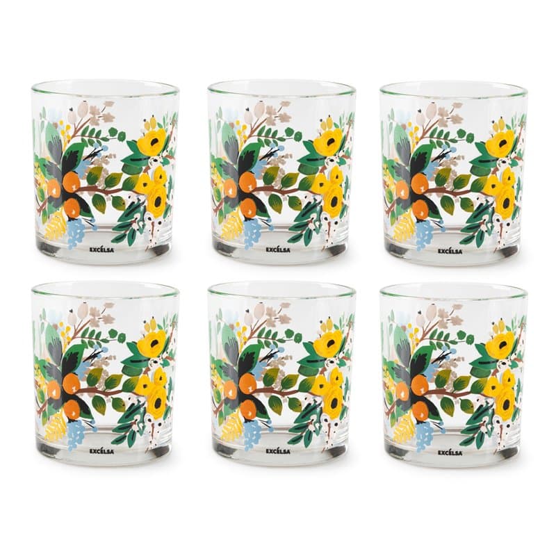 Excelsa Fiori Frida Set 6 Verres, Verre, Capacité 250 Ml. - Image 1