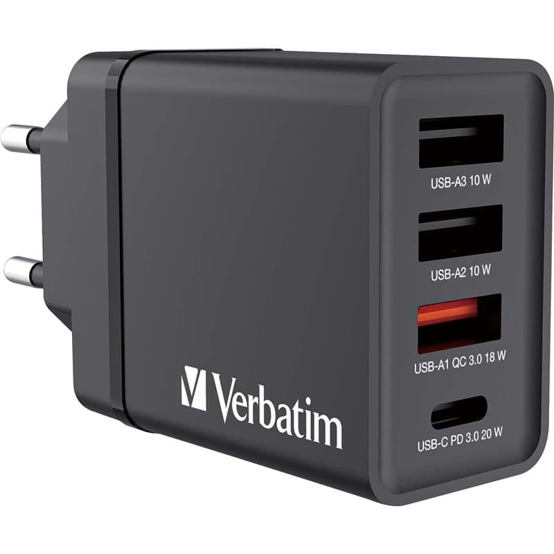 VERBATIM Chargeur USB mural 4 ports 30 W Noir - Image 1