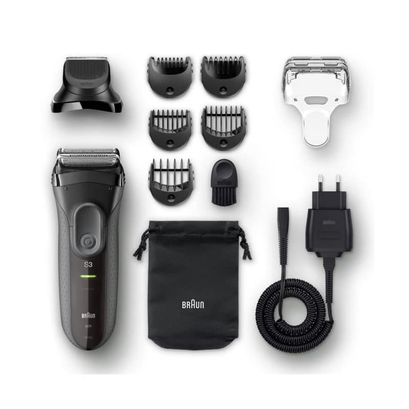 Rasoir électrique sans fil Braun Series 3 Shave&Style 3000BT - outil 3 en 1 avec tondeuse a barbe - Noir - Image 1