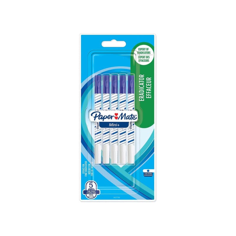 Paper Mate Mini+ effaceur - pointe fine - bleu - lot de 5 - Image 1