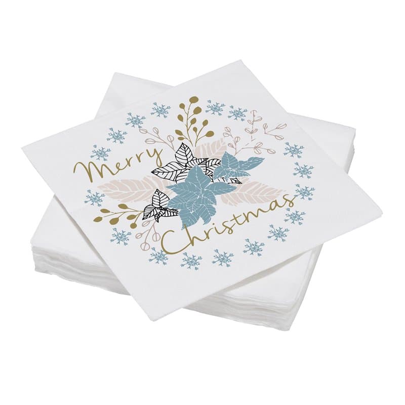 20 serviettes en ouate 33x33cm 3plis Merry Christmas - Image 1