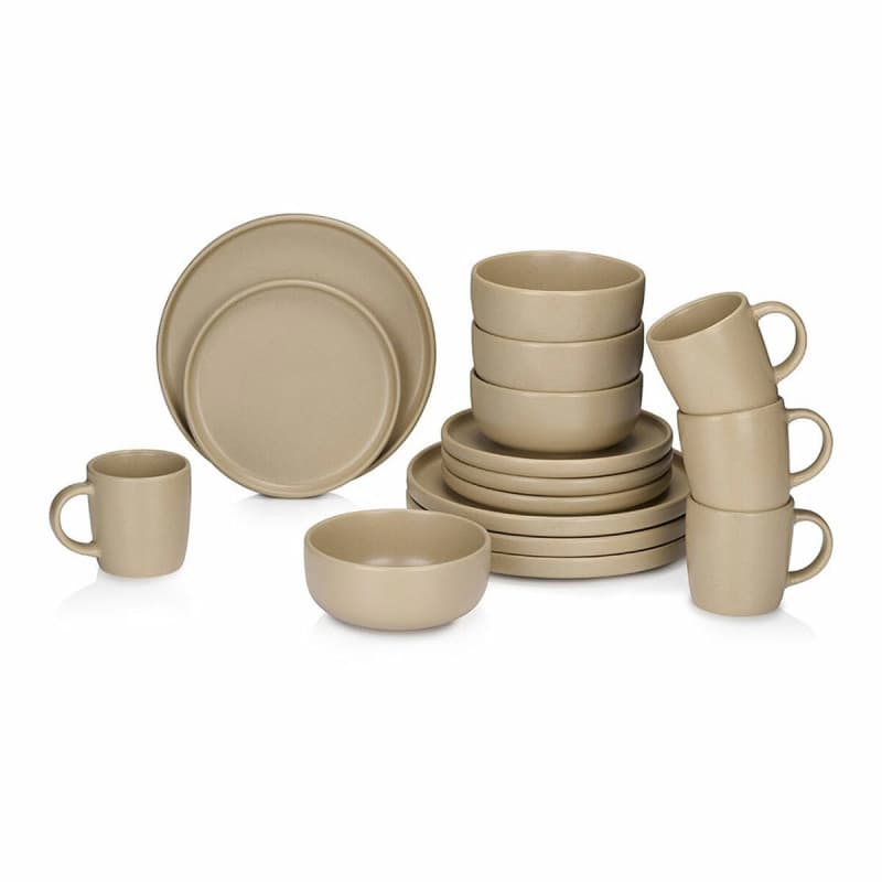 Assiettes Alpina Taupe Céramique 16 Pièces (4 Unités) - Image 1