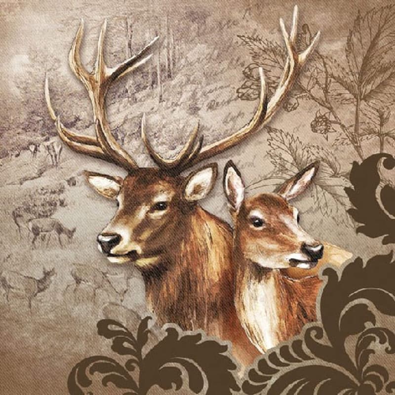 Ambiente Lot de 20 serviettes de table couple Deer - Image 1