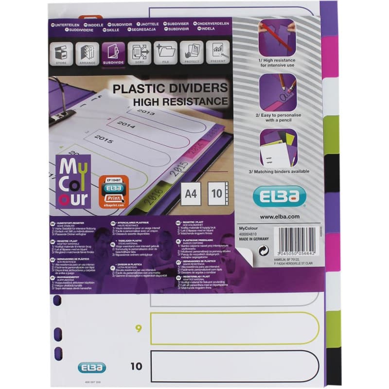 Elba Plastique Tab Intercalaires 1 Register - Image 1