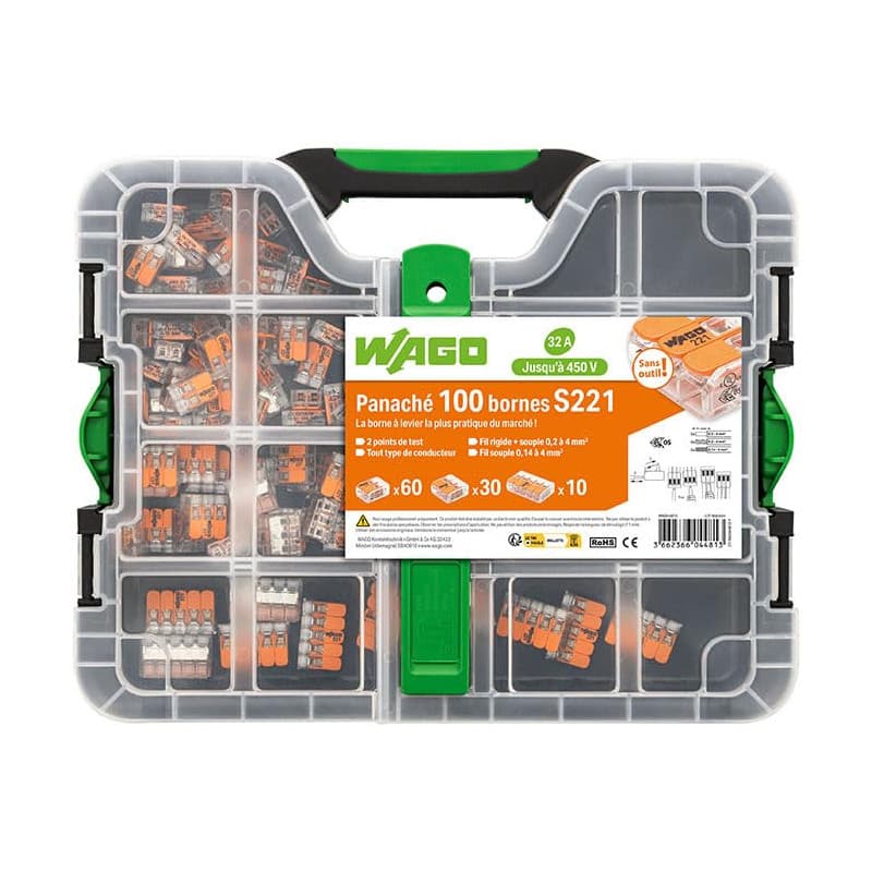 Mallette WAGO 100 Bornes S221 (60x2E + 30x3E + 10x5E) - Image 1
