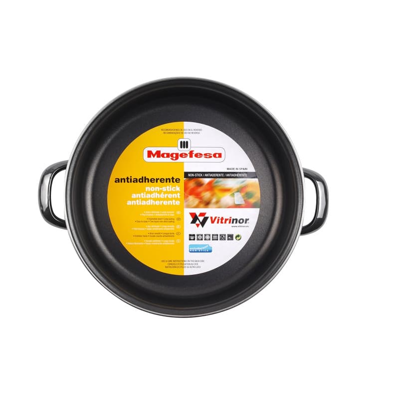 Megafesa Glass - Faitout Bas, diamètre 28 cm, Noir Cristal - Image 1