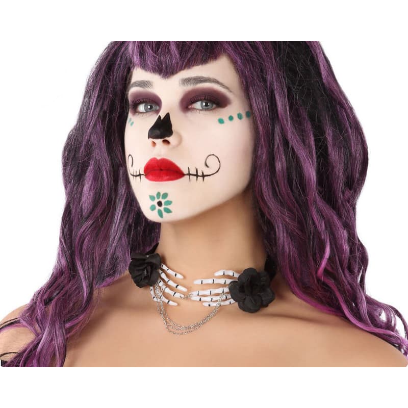 Collier Crâne Halloween Noir - Image 1
