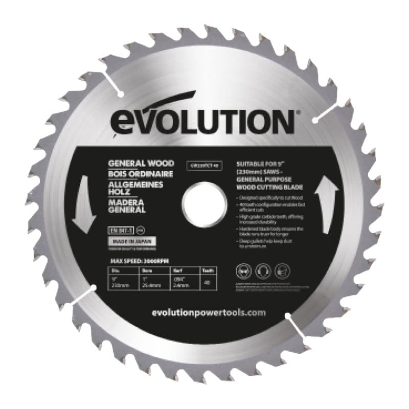 Evolution GW255TCT-40 Lame TCT en bois général, 255 mm - Image 1