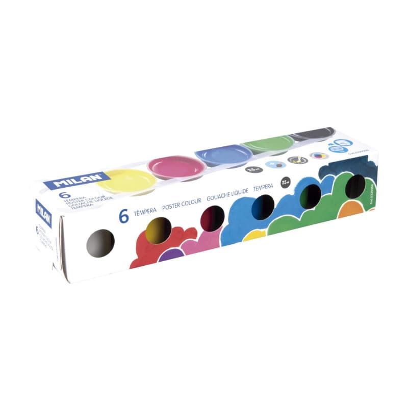Boîte de 6 Pots de Gouache 25 ML avec Pinceau - MILAN - Image 1