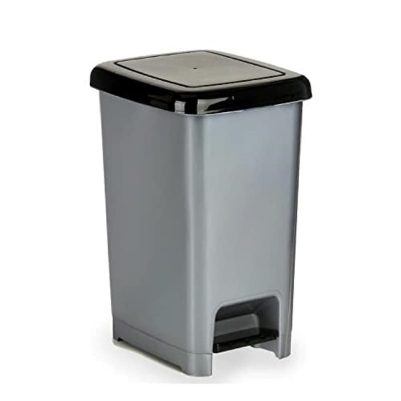 Poubelle à Pédale Noir et Gris 25L - BigBuy Home - Image 1