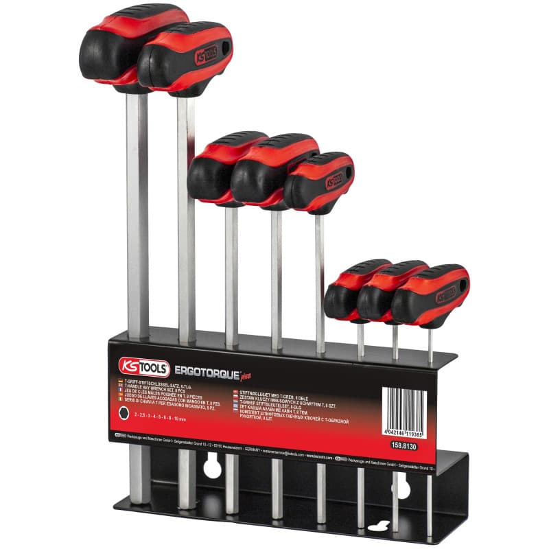 Jeu de clés mâles en T KS TOOLS - 6 pans, acier chromé - Image 1