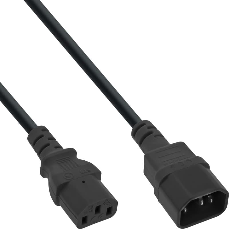 Rallonge C13 vers C14 InLine 0,3 m - Câble Noir - Image 1