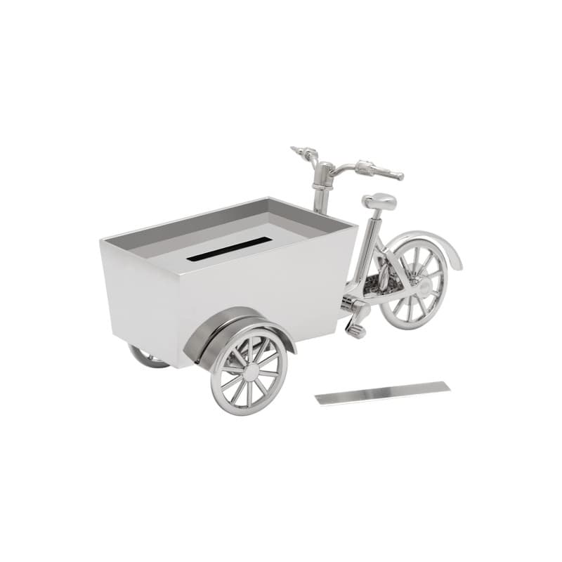 Tirelire Vélo Cargo Argent Personnalisable - Image 1