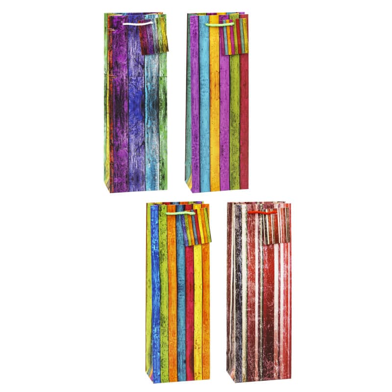 Sac cadeau multicolore TSI - Lot de 12 rayures élégantes - Image 1