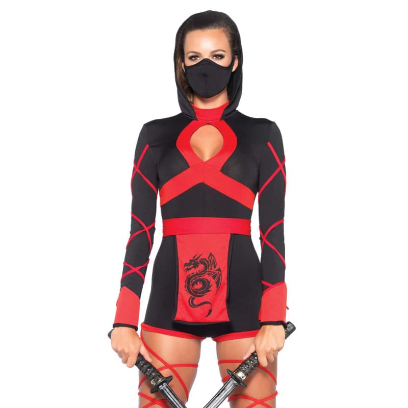 Costume Dragon Ninja Femme Noir/Rouge Taille M - Image 1