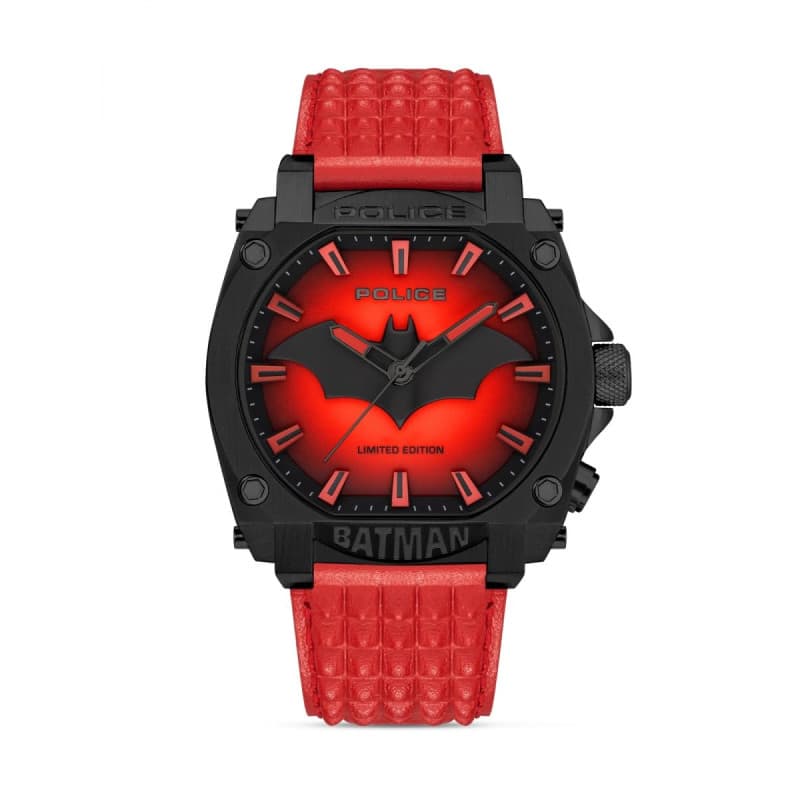 Montre Homme Police Batman Analogique Cuir Rouge - Image 1