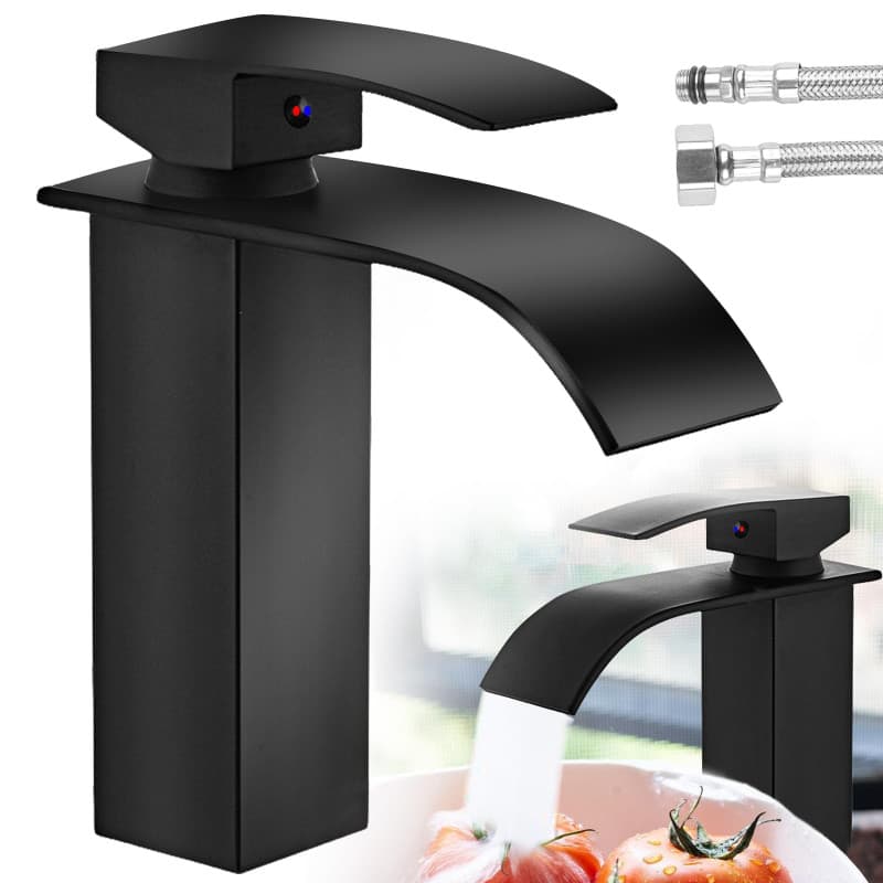 Robinet de Lavabo Cascade Noir Monocommande WIYETY - Image 1