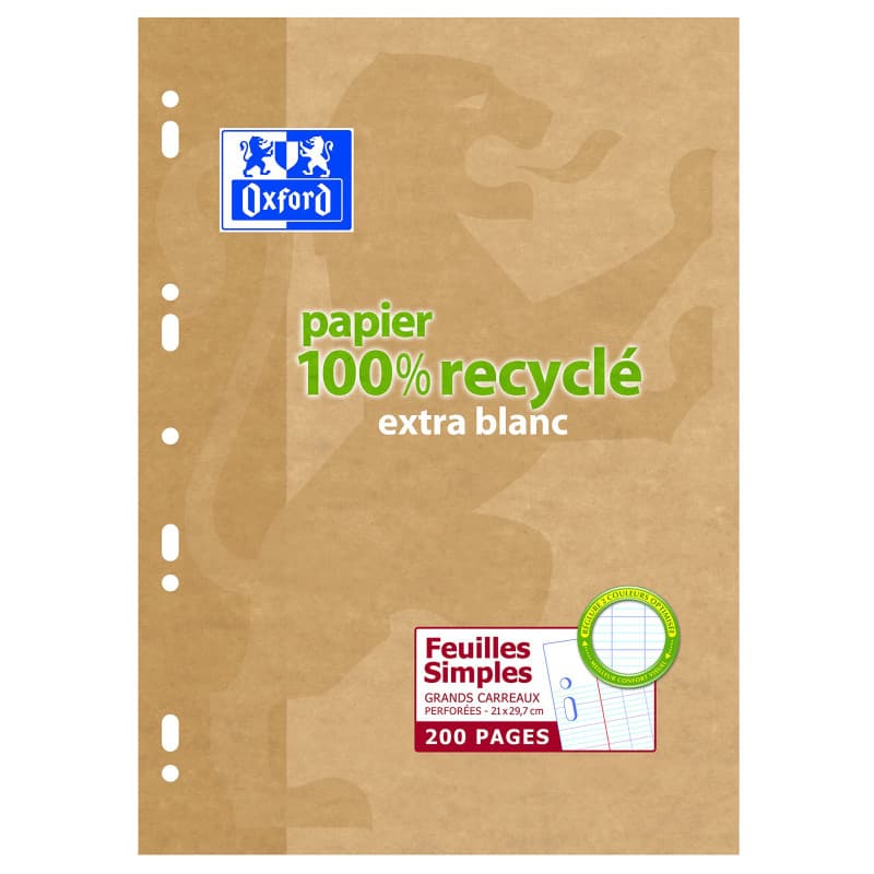 Feuilles A4 Oxford Grandes Carreaux - 200 Pages Blanches - Image 1