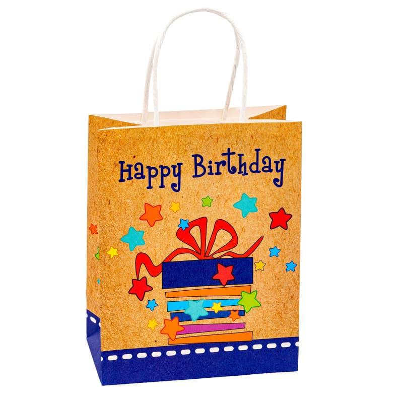 Sac cadeau en papier kraft pour anniversaire - Lot de 6 - Image 1