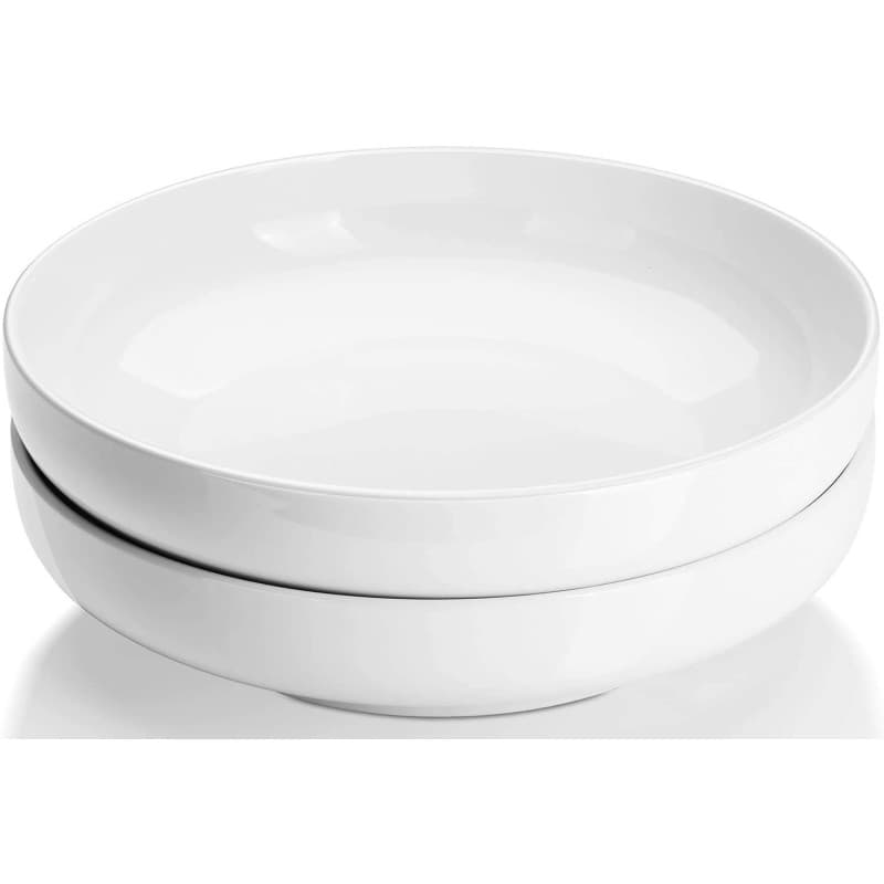DOWAN Lot de 2 Bols à Salade en Céramique Blanc - 1800ml - Image 1