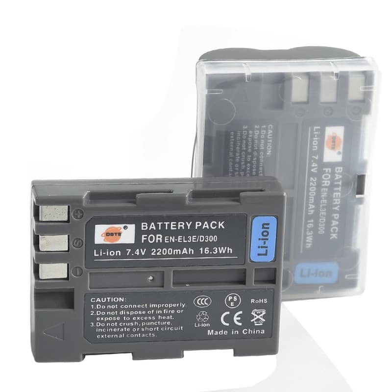Pack de 2 Batteries Li-ion DSTE pour Nikon EN-EL3E - Image 1